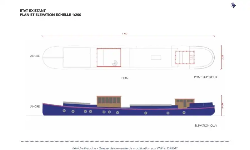 Péniche Freycinet de 230 m² en vente à Levallois-Perret – À aménager