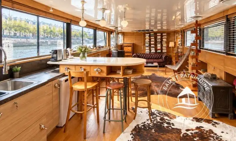 Maison flottante à vendre Paris 5 - Terrasse et vue sur l'Île Saint Louis
