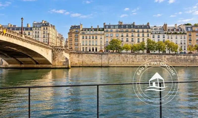 Maison flottante à vendre Paris 5 - Terrasse et vue sur l'Île Saint Louis