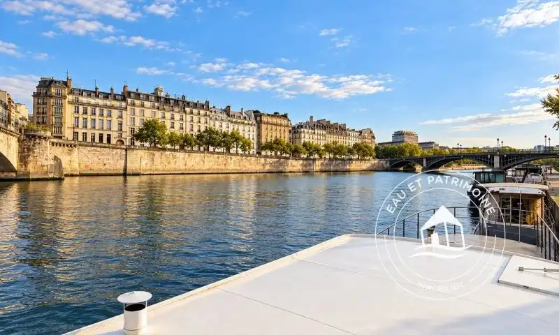 Maison flottante à vendre Paris 5 - Terrasse et vue sur l'Île Saint Louis