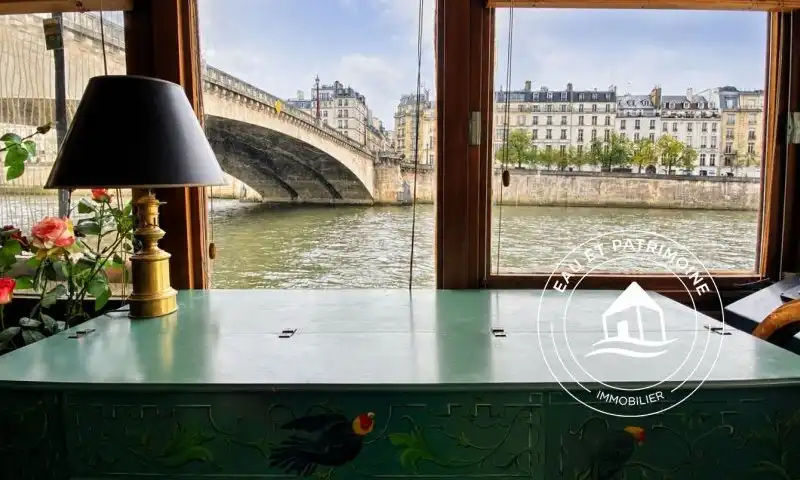 Maison flottante à vendre à Paris 5 - Terrasse et vue sur l'Île Saint Louis