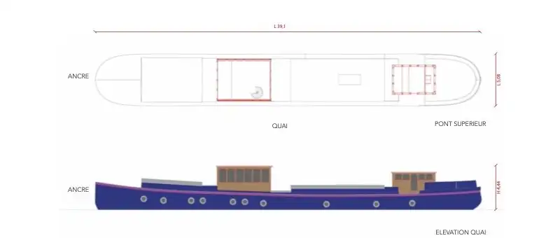 Péniche Freycinet de 230 m² en vente à Levallois-Perret – À aménager