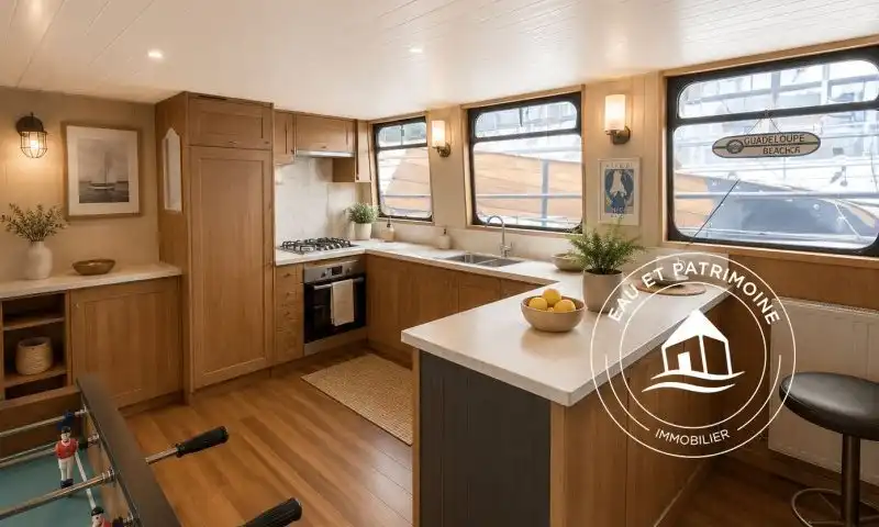Péniche à vendre Paris 15 – Navigante et Agencement Optimal